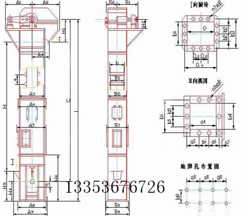 斗式提升机cad图纸|主体结构图纸|内部分截图